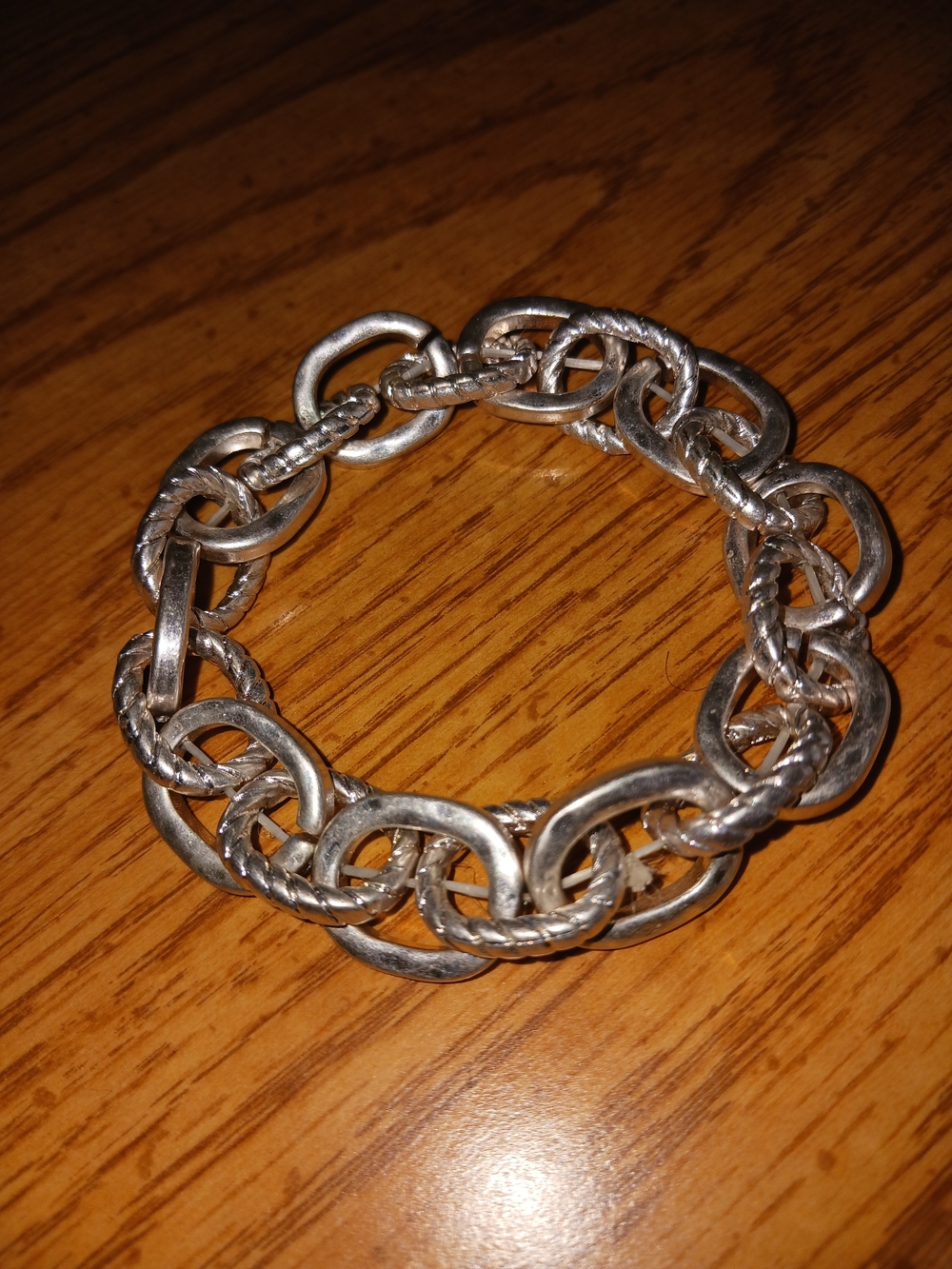 Textured Double-Link Silver Bracelet